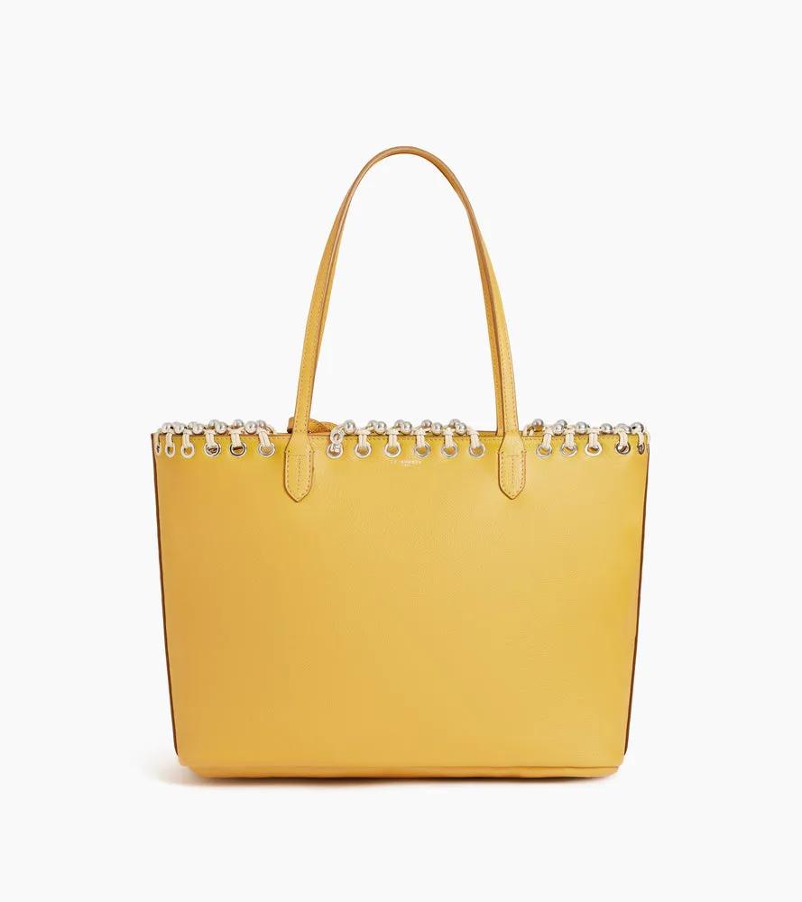 Le Tanneur Kitesy cabas cuir grainé jaune rattan