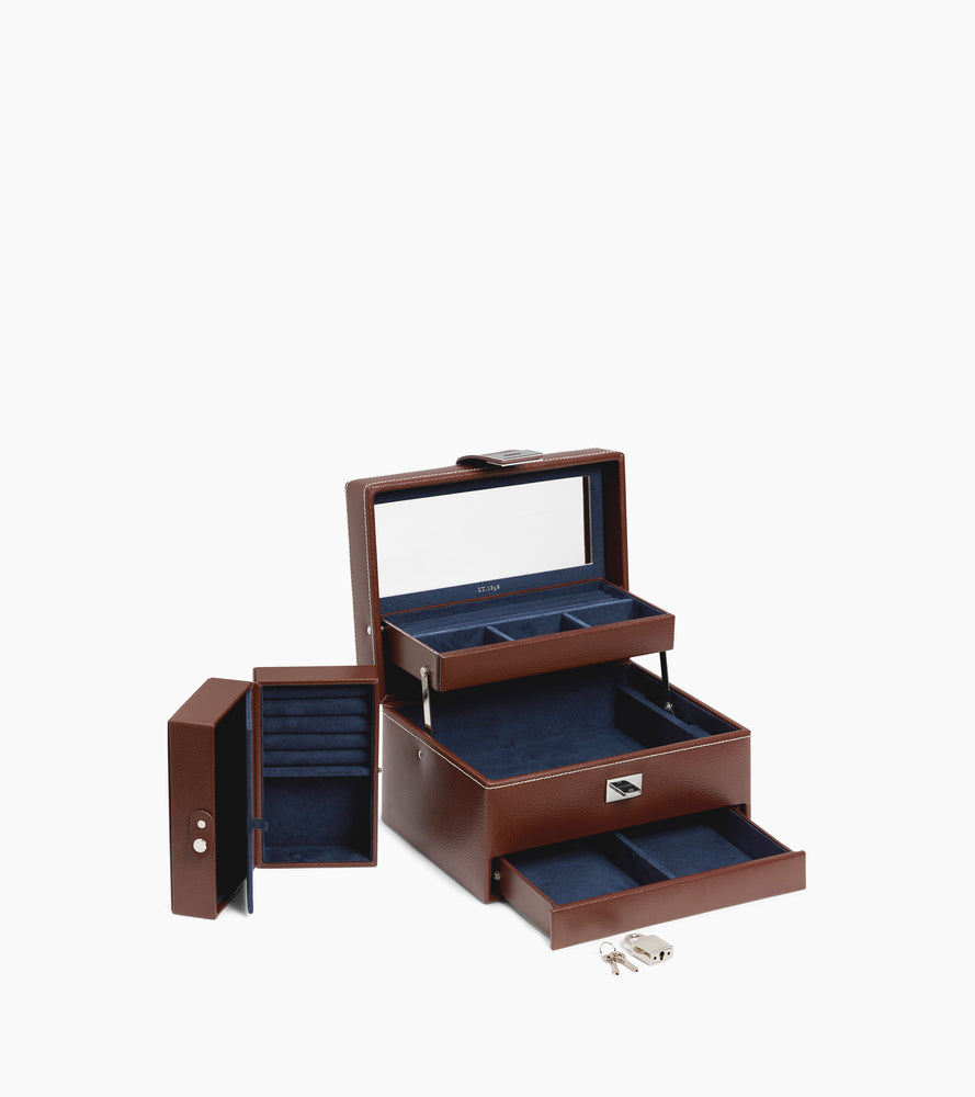 Le Tanneur Leather Goods Boîte à bijoux cuir moyen modèle velours