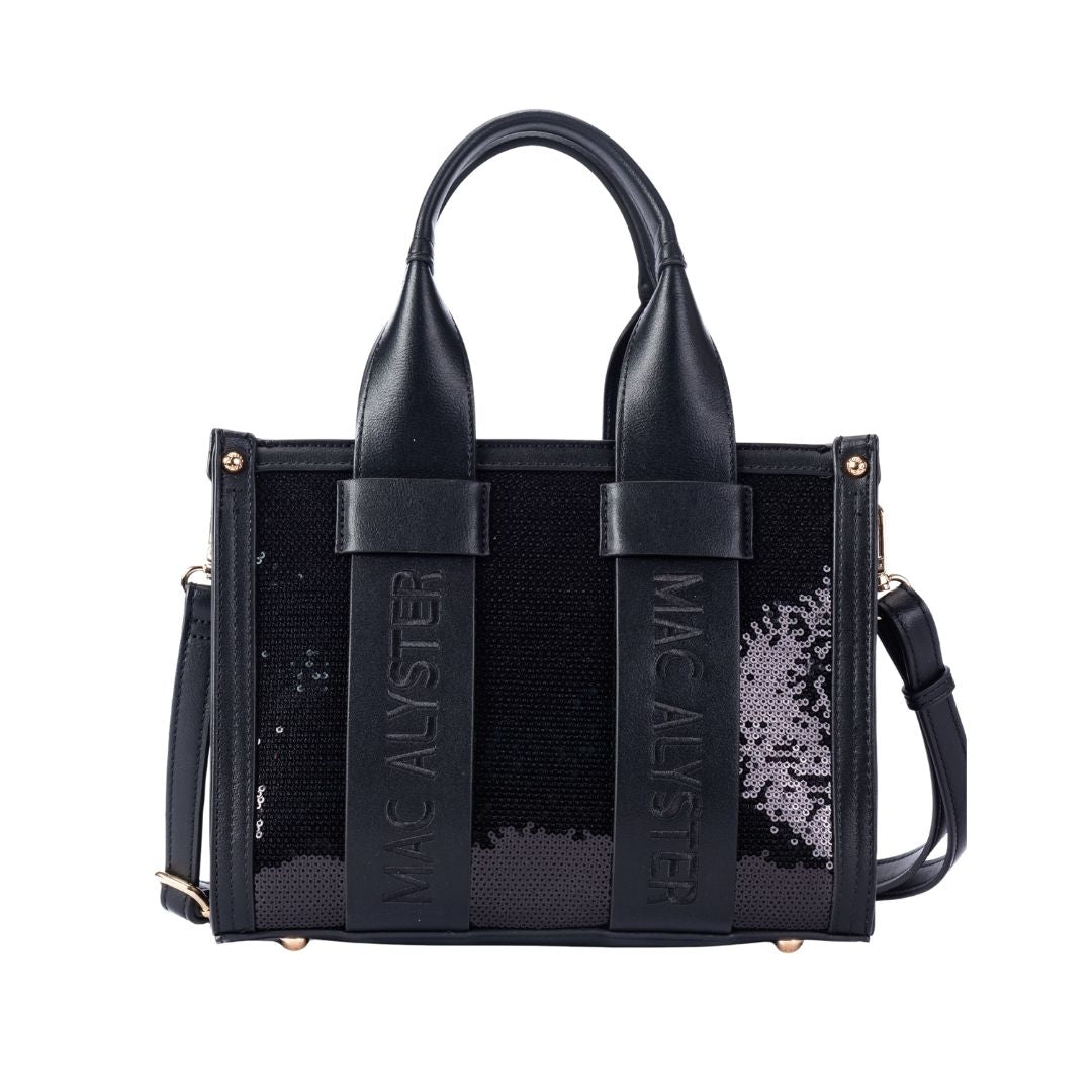 MAC ALYSTER Clover Sequin petit cabas noir sequins