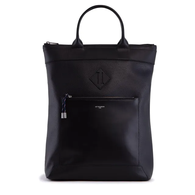 Le Tanneur Nathan Sac à dos cabas cuir grainé noir 34 cm