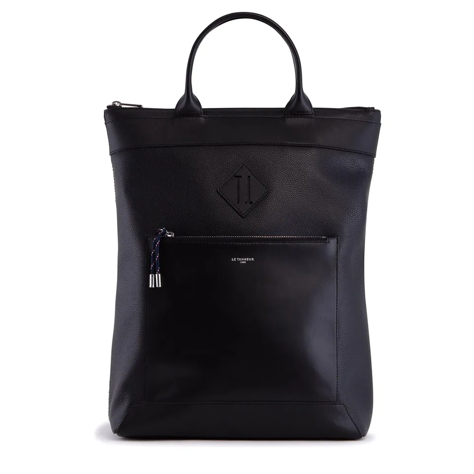Le Tanneur Nathan Sac à dos cabas cuir grainé noir 34 cm