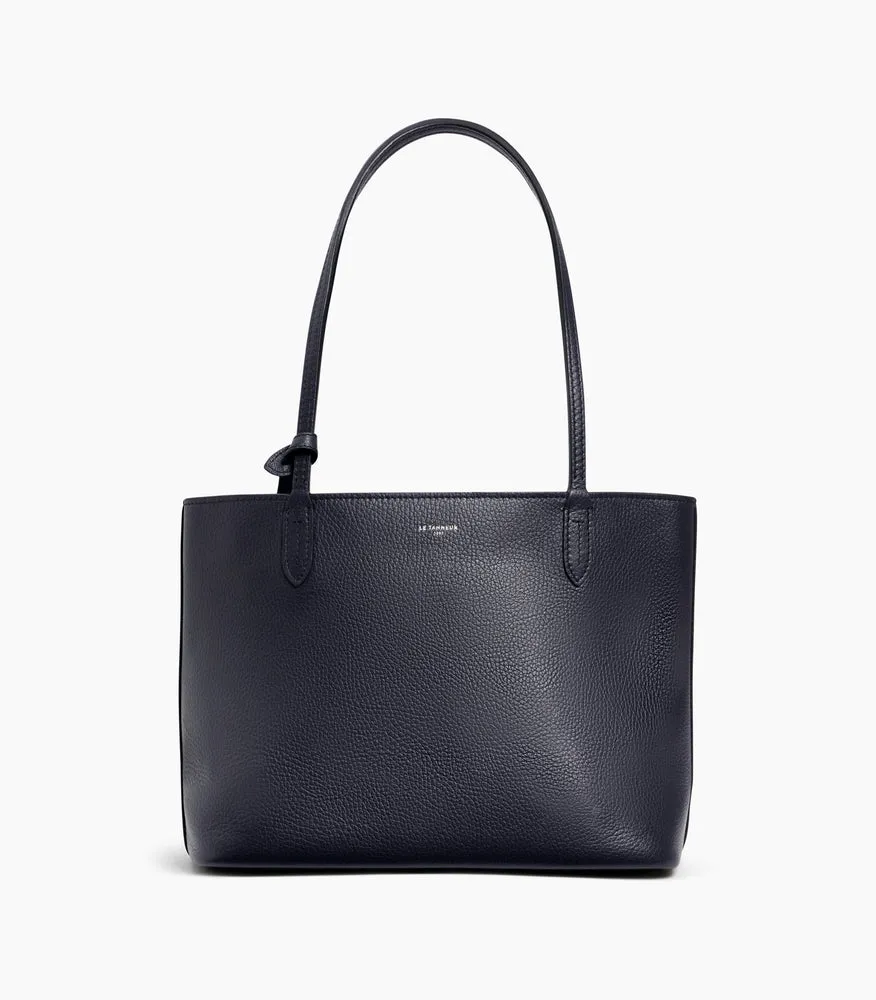 Le Tanneur Louise petit cabas cuir grainé bleu
