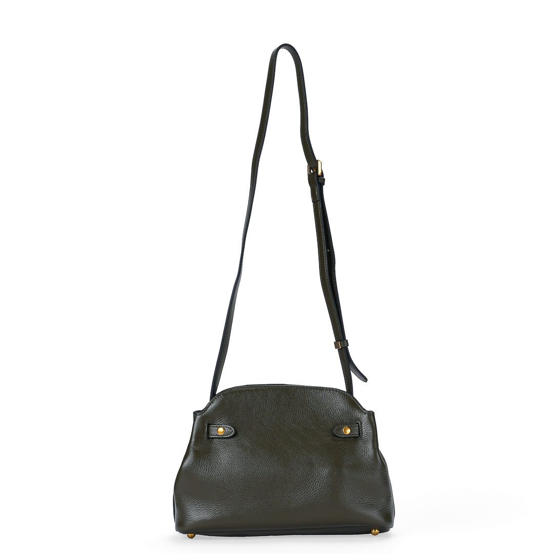 Mac Alyster Valeria sac trotteur cuir Vert Kaki quotidien 29x11x18 cm