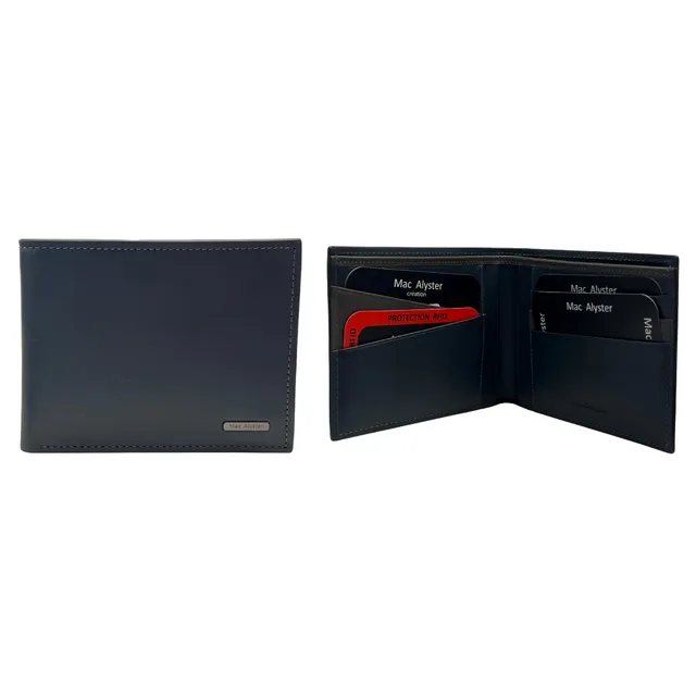 Mac Alyster Heritage portefeuille cuir noir RFID plat