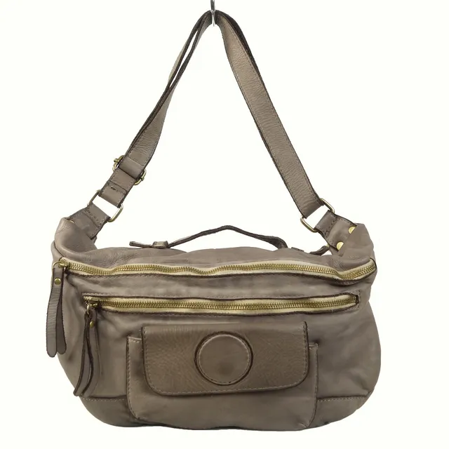 Collection Esprit Cuir Dario sac banane cuir taupe vintage