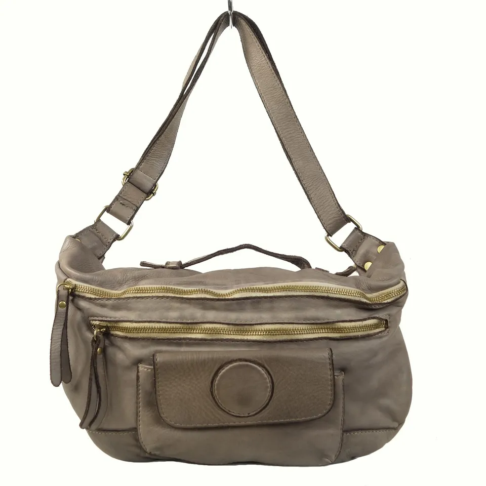 Collection Esprit Cuir Dario sac banane cuir taupe vintage