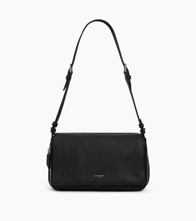 Le Tanneur Aurore petit sac bandoulière cuir grainé noir