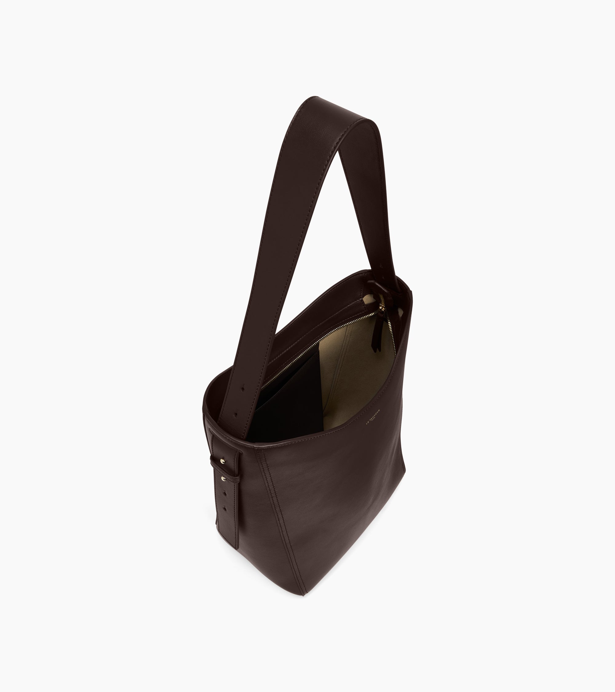 Le Tanneur Céleste sac hobo moyen cuir lisse Brown Arabica