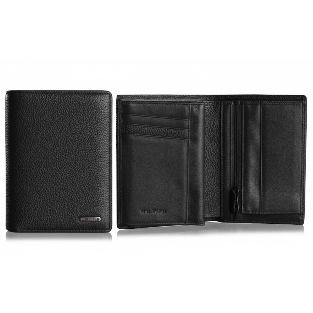 MAC ALYSTER Premium portefeuille européen 3 volets noir cartes