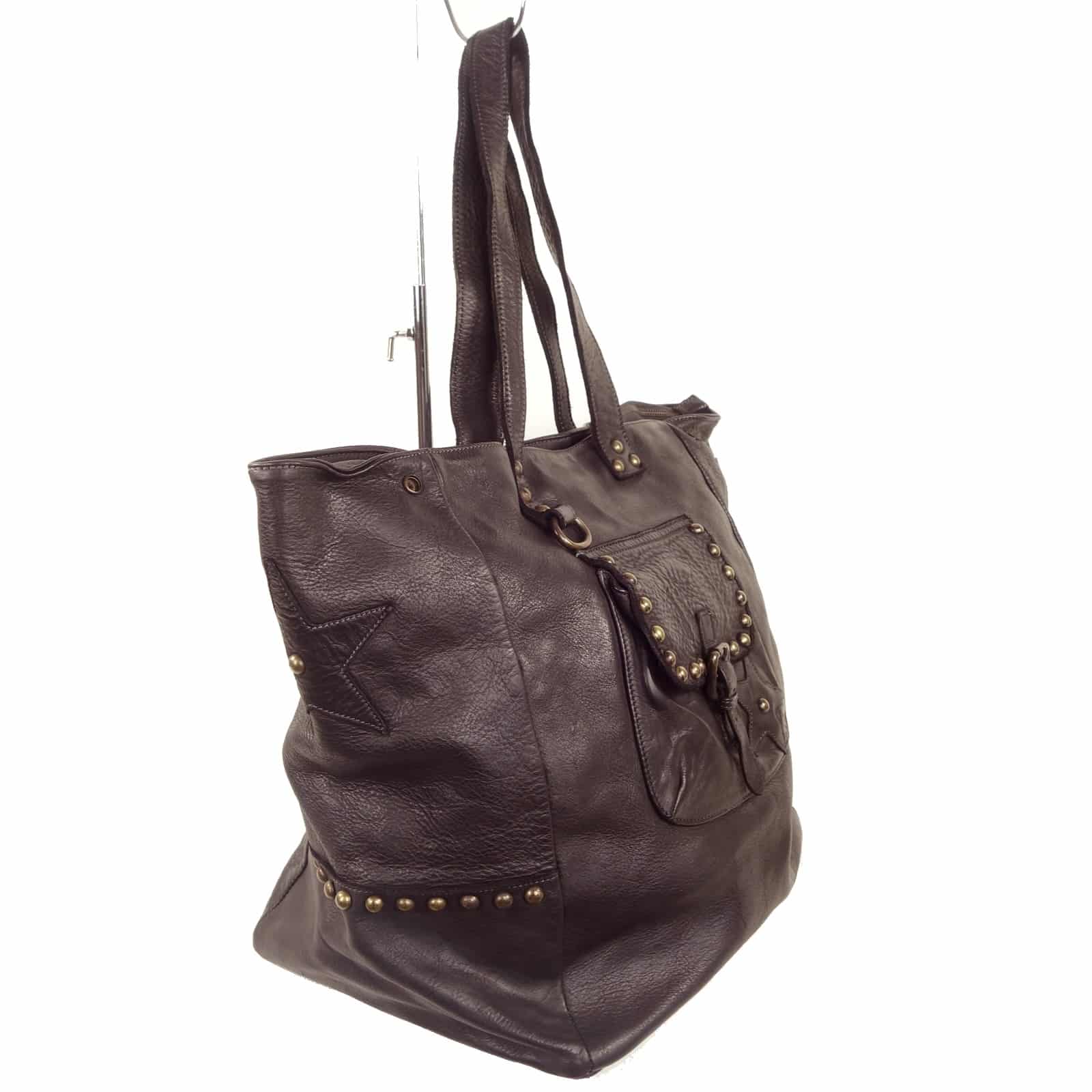 Collection Esprit Cuir Lili cabas cuir marron vintage 17 pouces