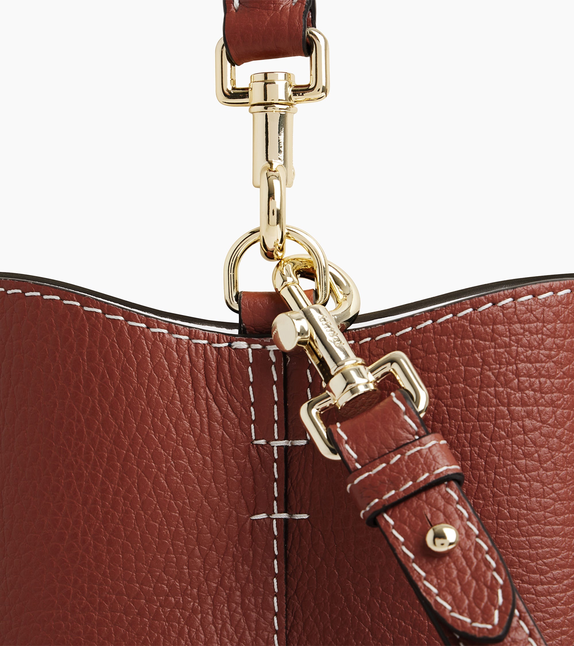 Le Tanneur Louise Sac Seau Cuir Grainé Mahogany Brown