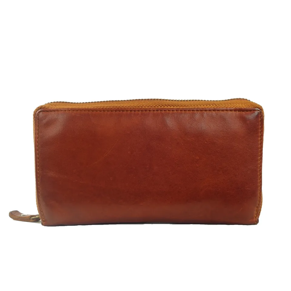 Esprit Cuir Nico portefeuille cuir marron zippé