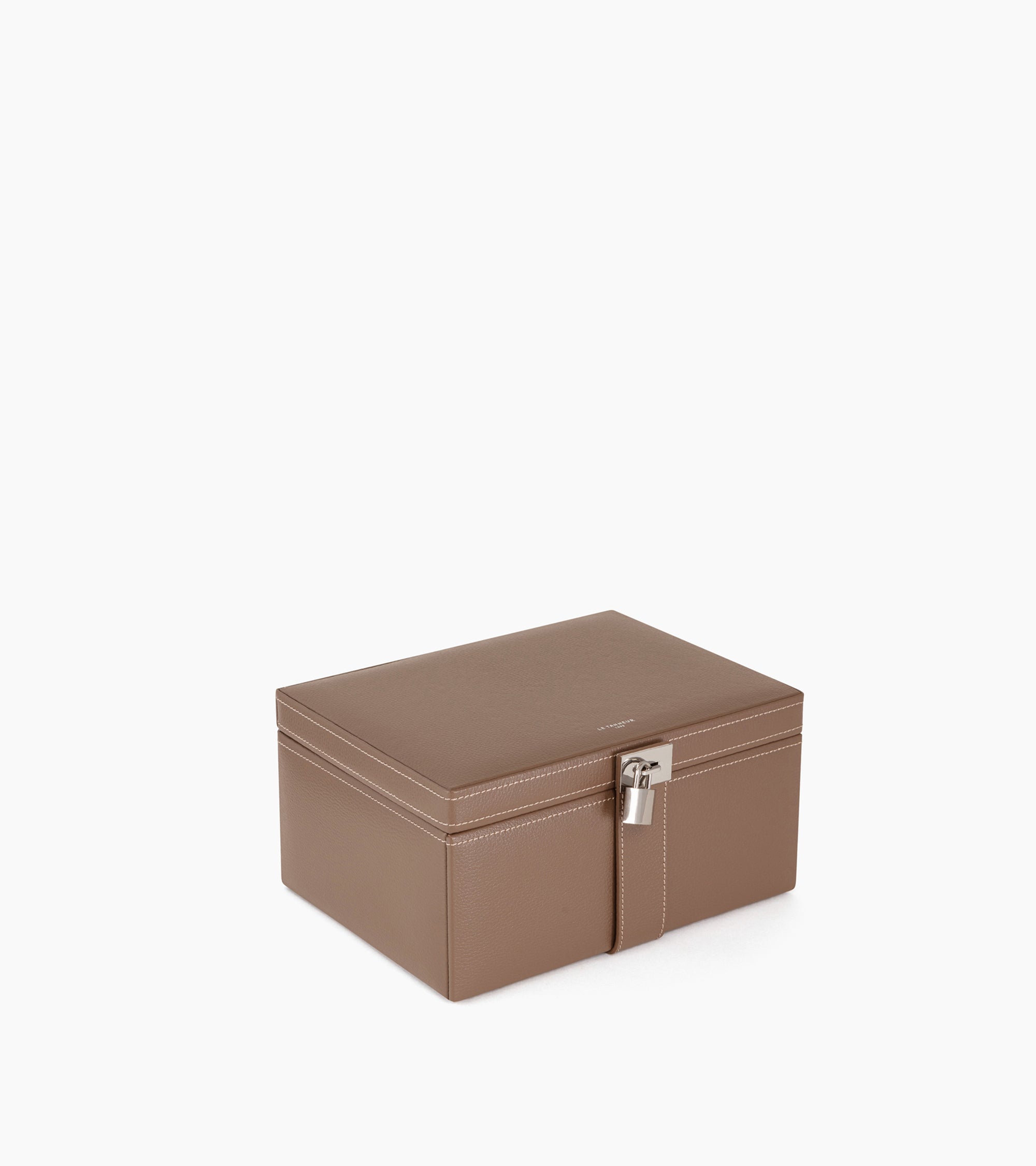 Le Tanneur Grande boîte à bijoux cuir recyclé taupe