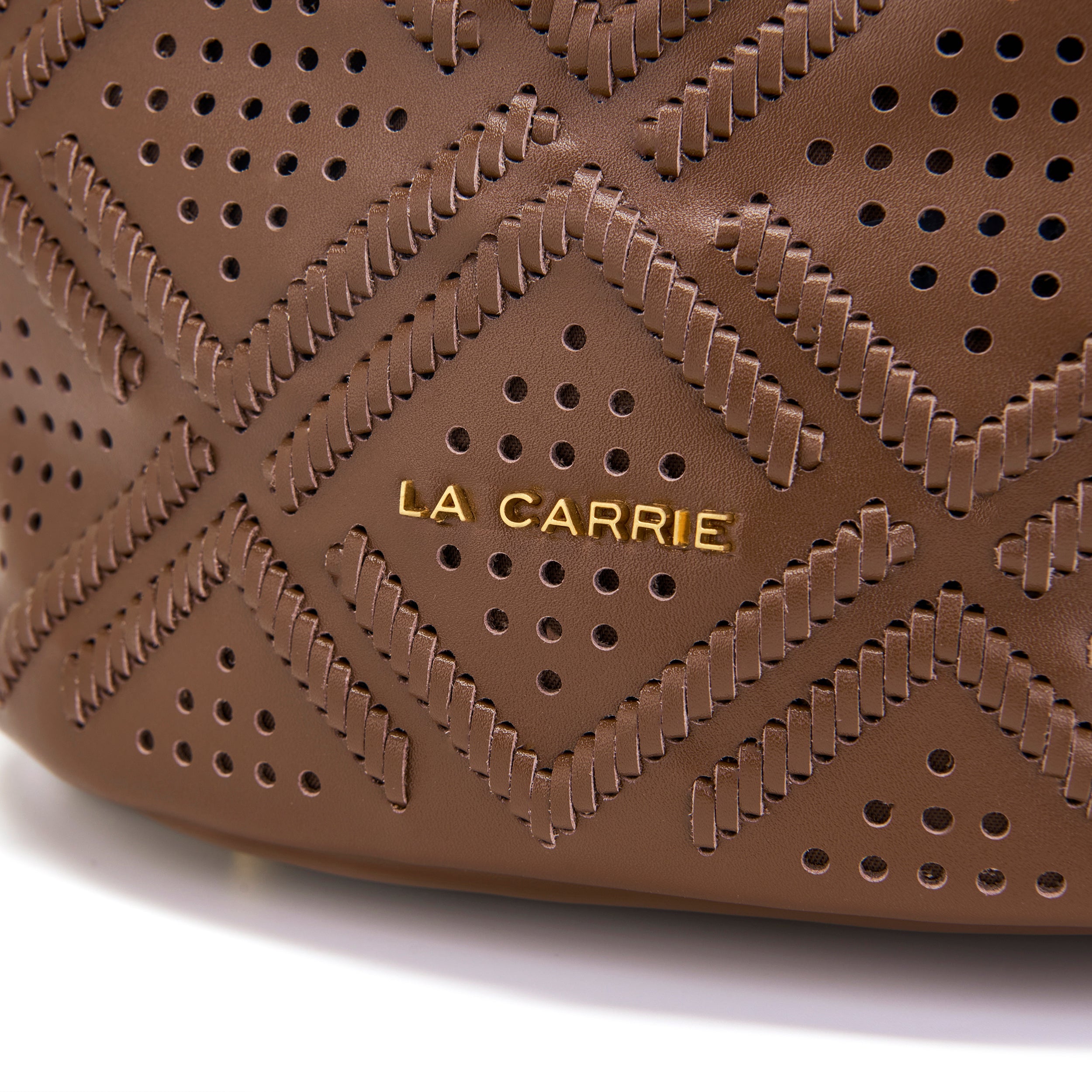 La Carrie Labyrinth sac seau cuir marron 26x19x18cm