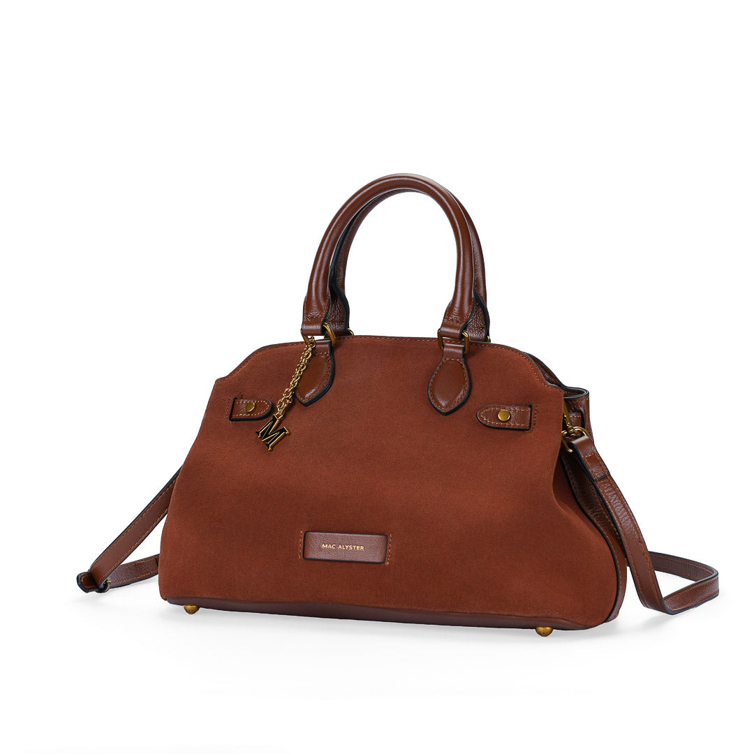 MAC ALYSTER VALERIA Sac à main Daim Cognac cuir 32,5 cm