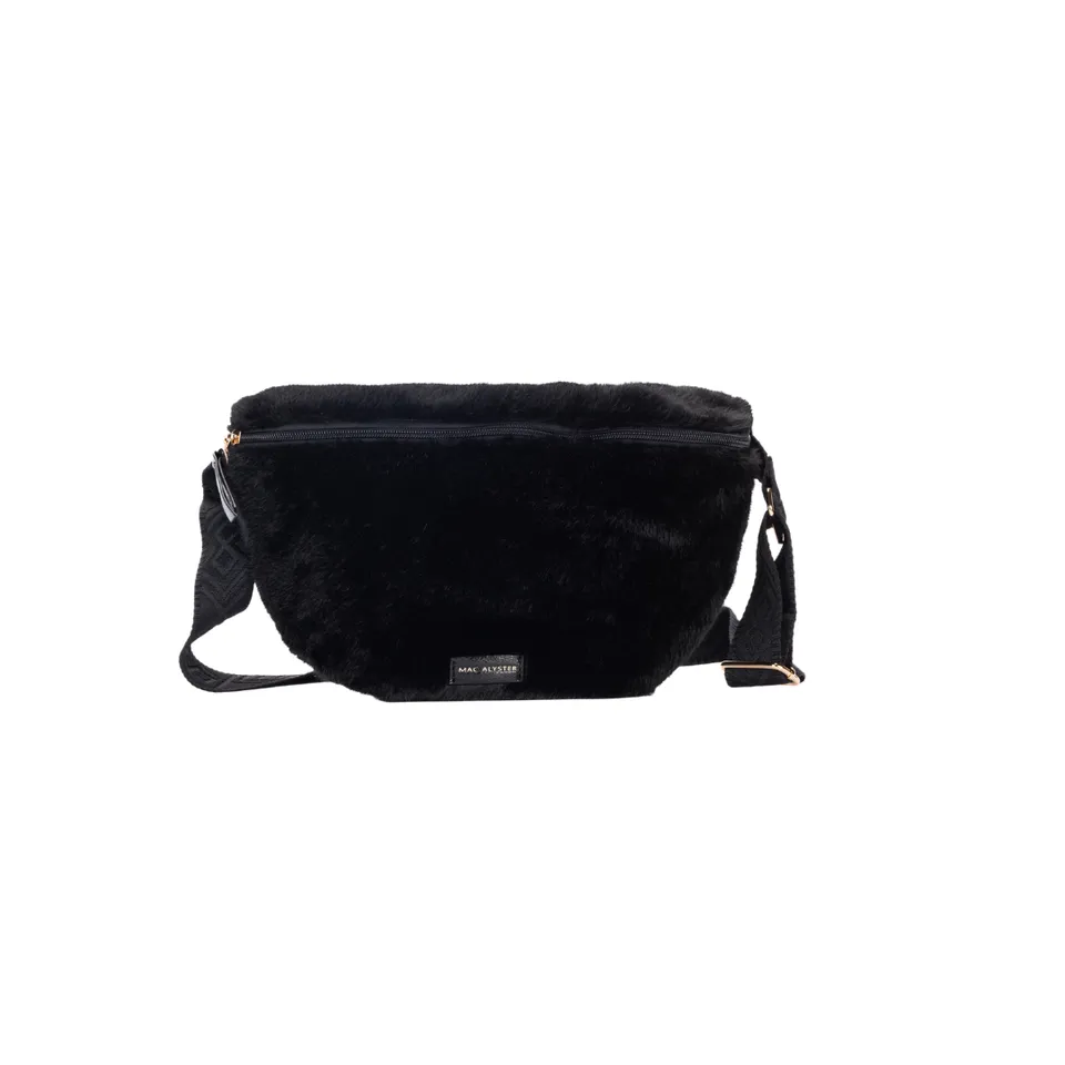 MAC ALYSTER Fourrure petit sac banane noir effet fourrure