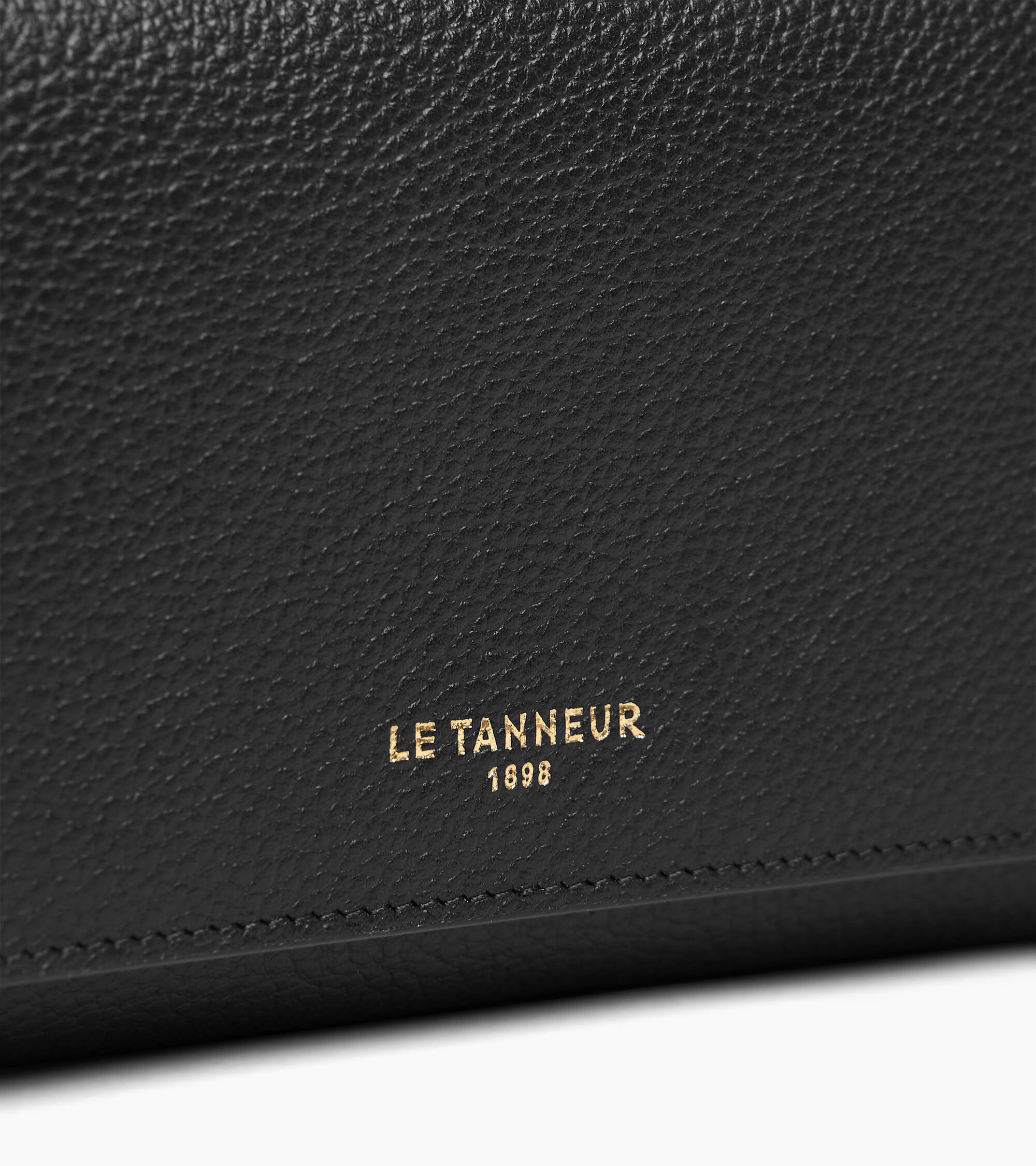 Le Tanneur Louison grand portefeuille cuir grainé noir rabat