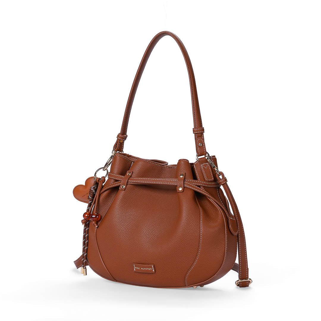 MAC ALYSTER HARMONIA sac bourse Marron Cognac