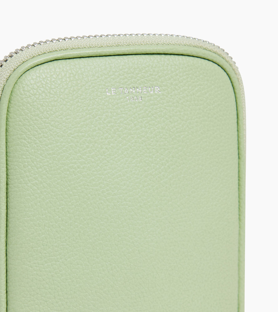 Le Tanneur étui téléphone cuir grainé zip bandoulière