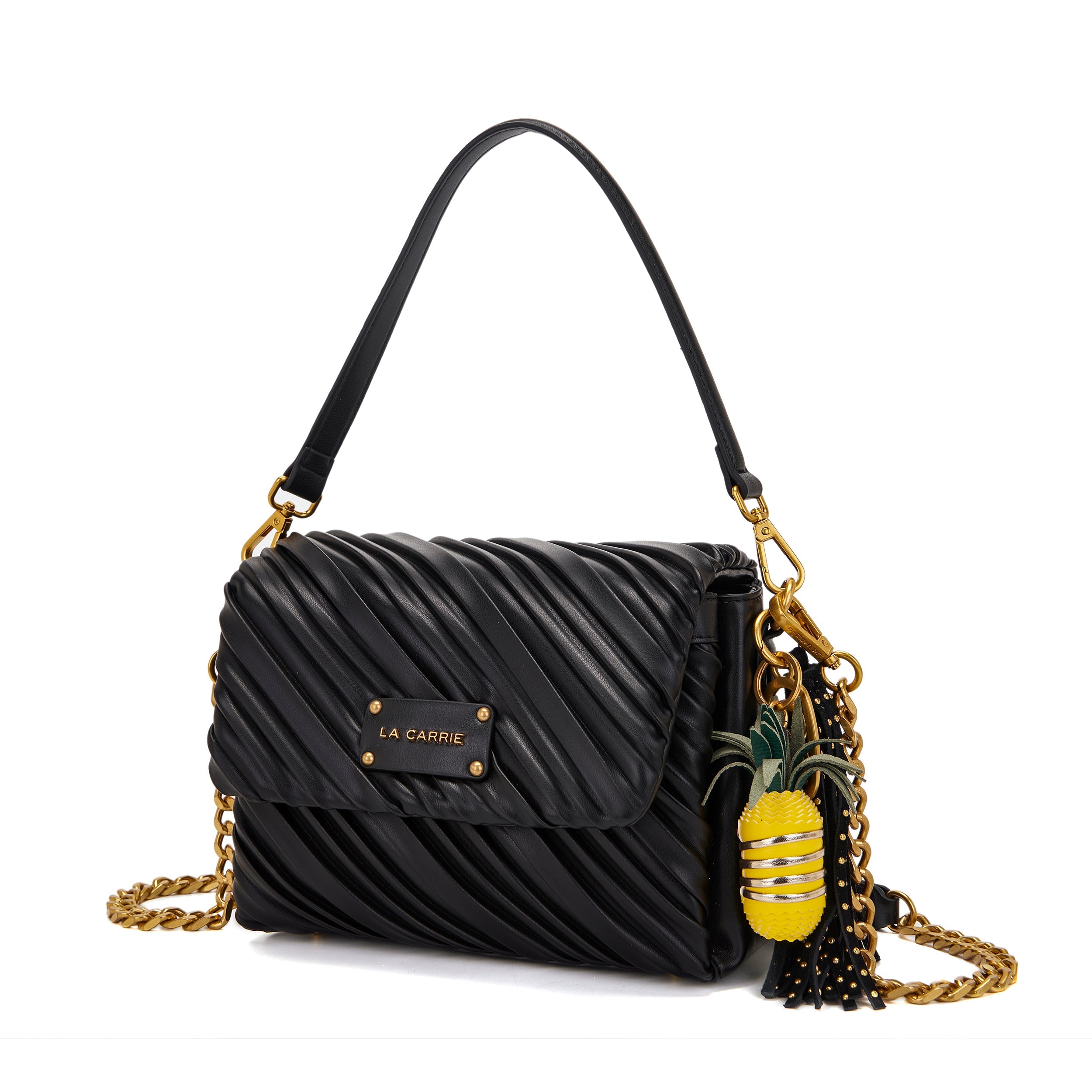 La Carrie Plissè sac bandoulière noir synthétique