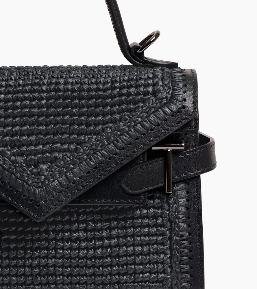 Le Tanneur Emilie petit sac à main raphia cuir noir