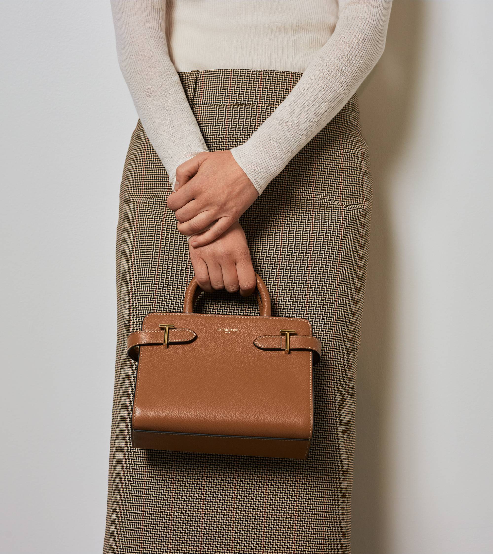 Le Tanneur Emilie petit sac à main cuir marron 3 compartiments