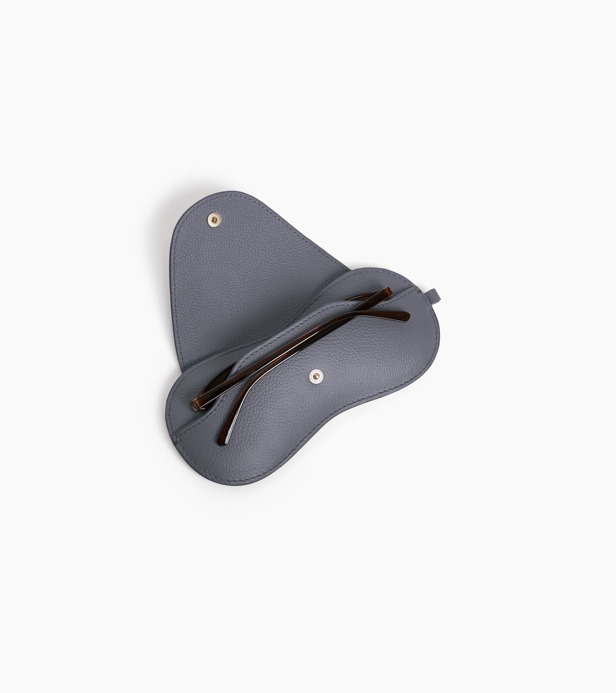 Le Tanneur Leather Goods étui lunettes cuir grainé bleu acier