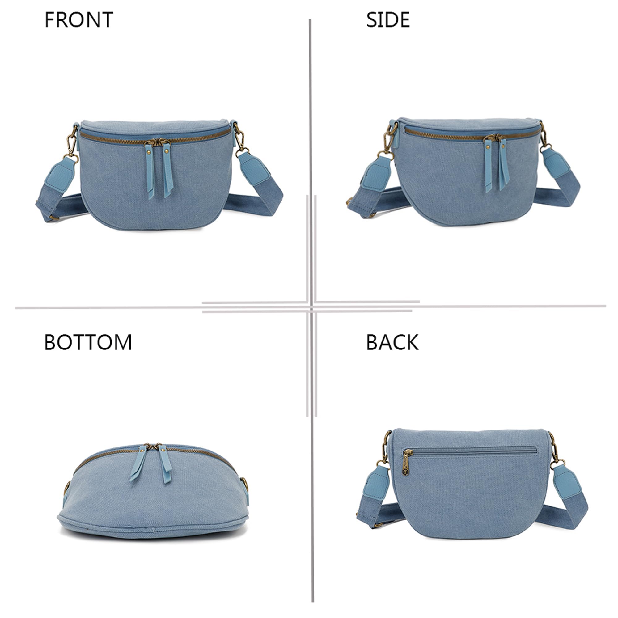Gallantry Sacs Bandoulière Banane Sac Bleu Clair Canvas