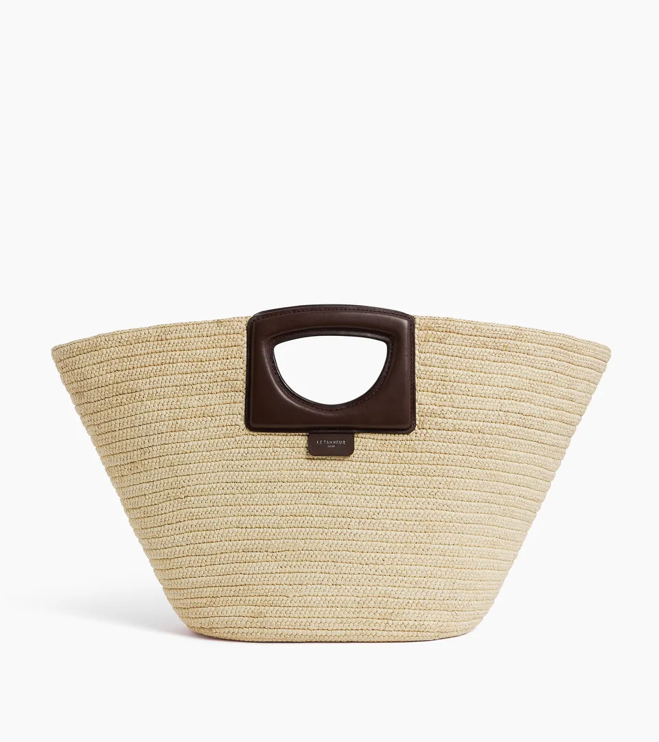 Le Tanneur Grand sac cabas raphia naturel cuir végétal