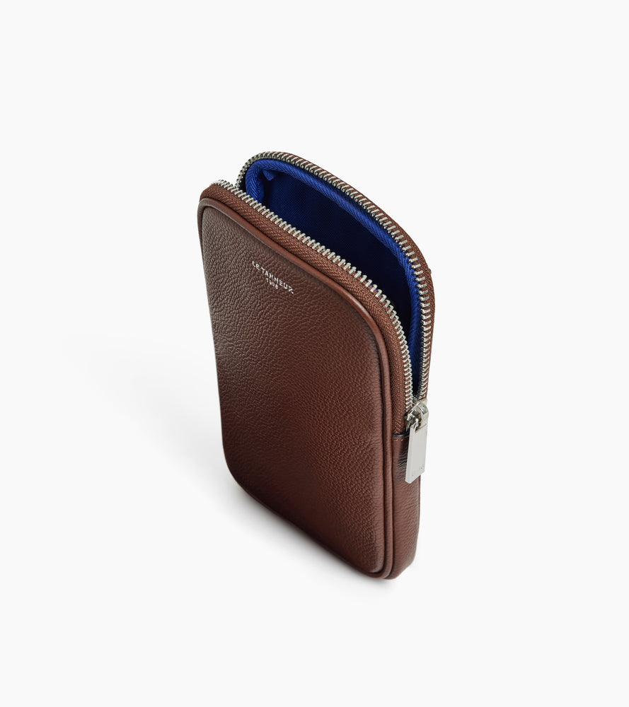 Le Tanneur étui téléphone cuir zippé anti-RFID