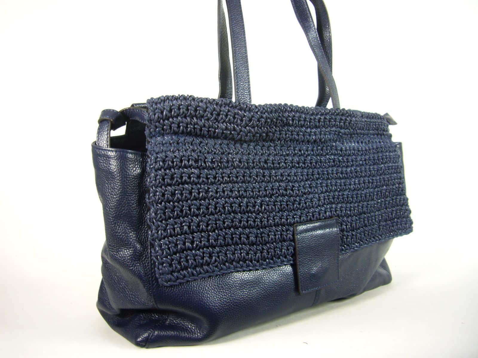 Collection Esprit Cuir MARGOT sac à main cuir bleu nuit rabat