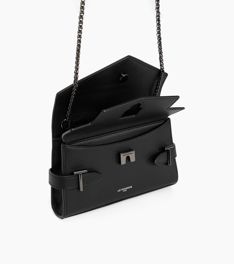 Le Tanneur Emilie pochette cuir grainé noir Black