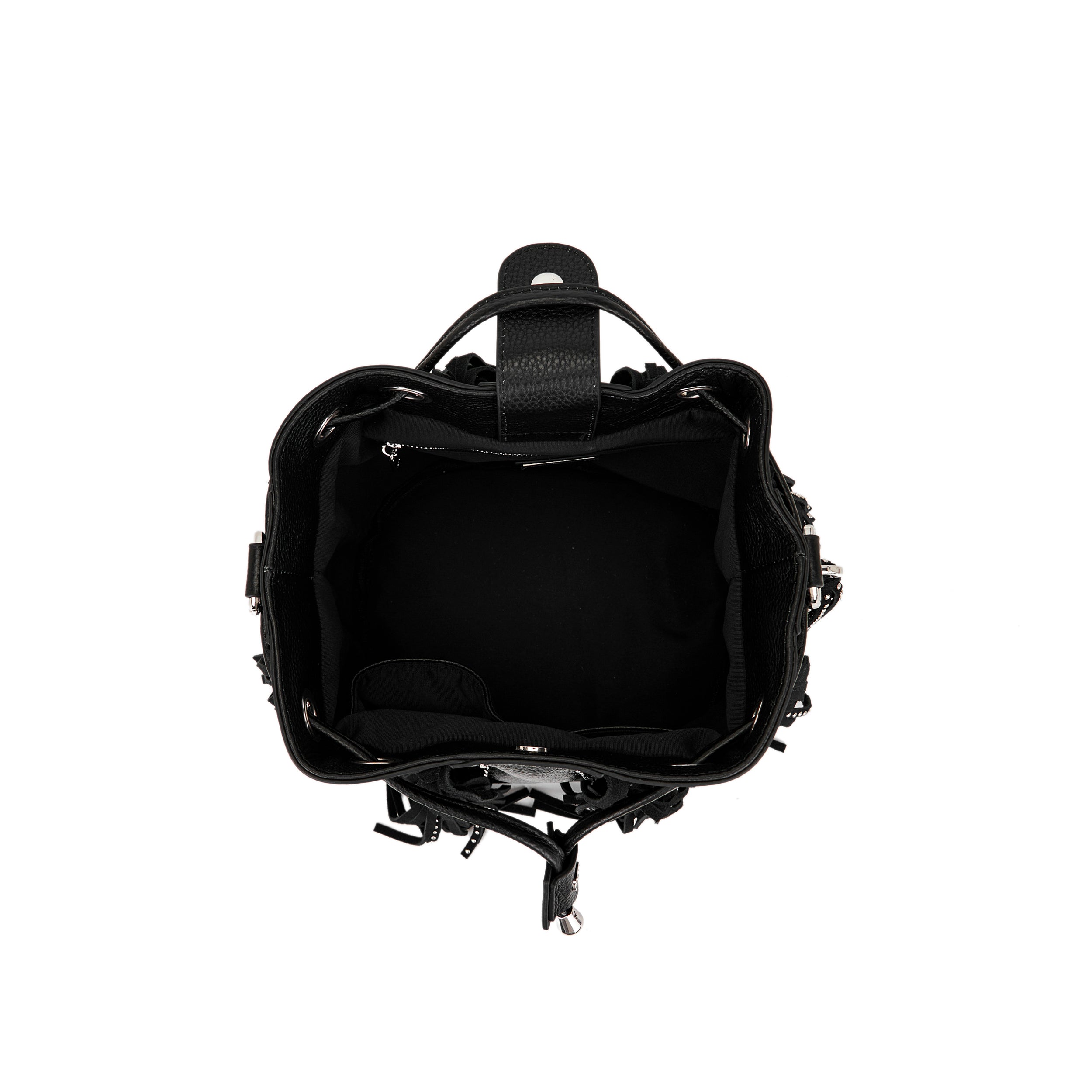La Carrie Secchiello Rock sac seau noir cuir 26x19x28 cm