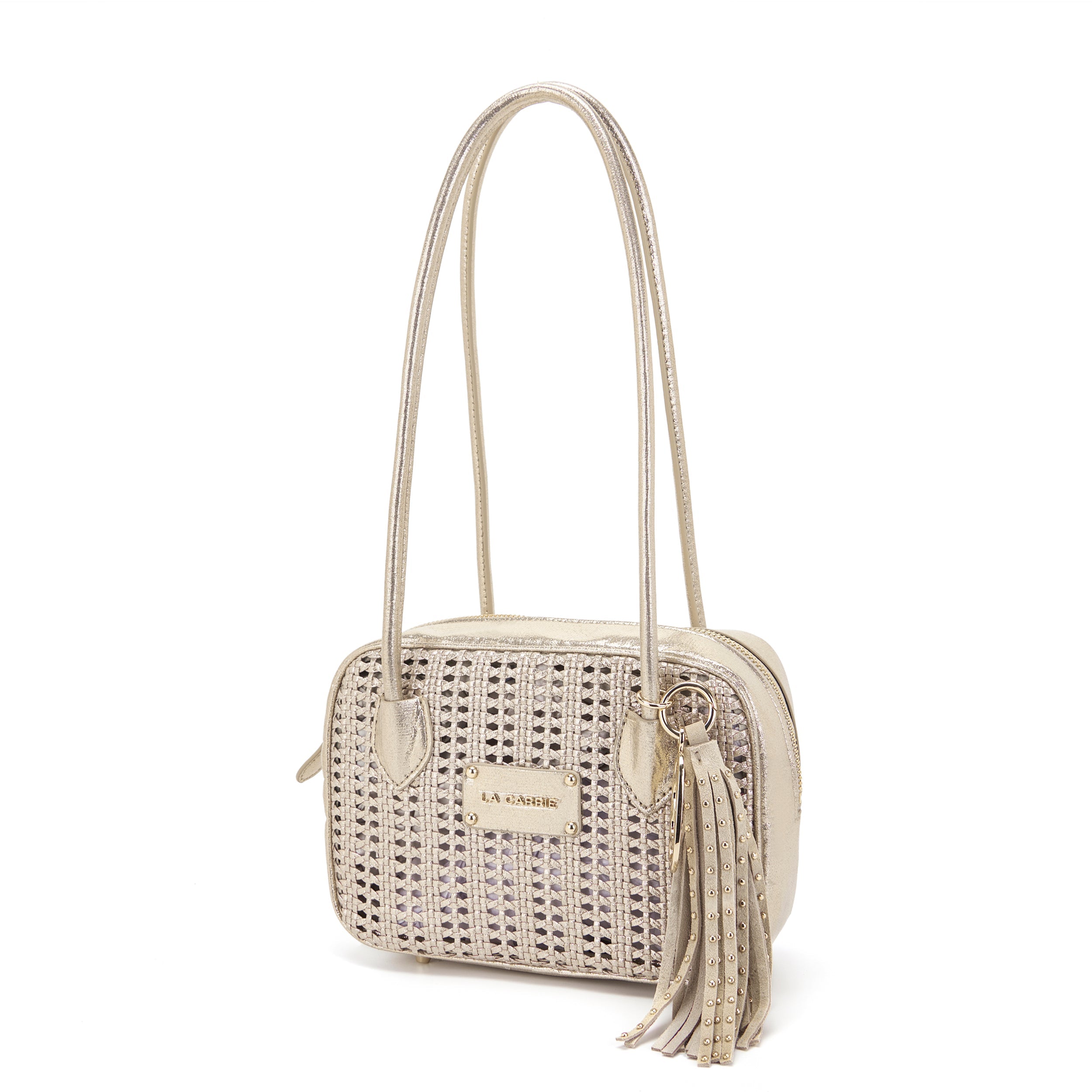 La Carrie Bag Woven sac à main doré 23x9x15cm