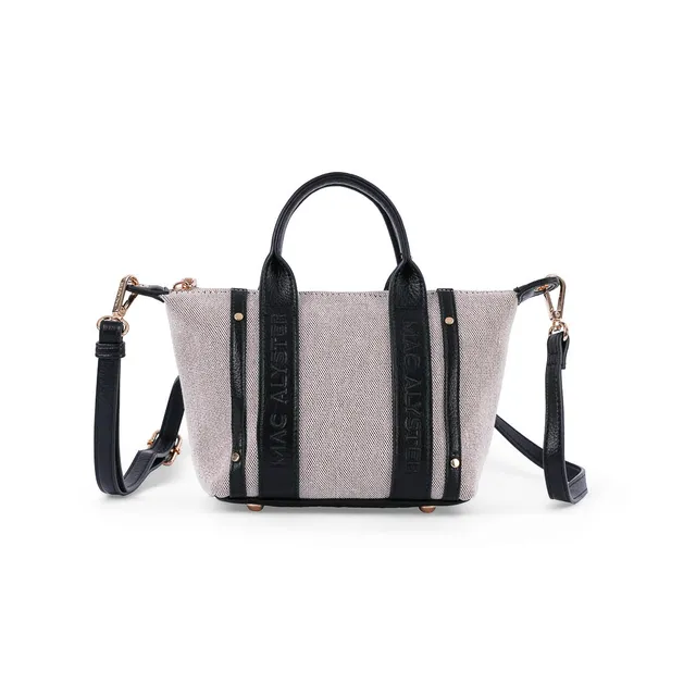MAC ALYSTER Abrielle Lin petit sac main noir anses rondes