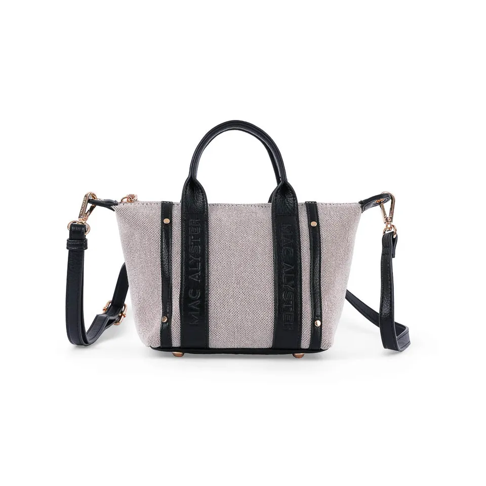 MAC ALYSTER Abrielle Lin petit sac main noir anses rondes