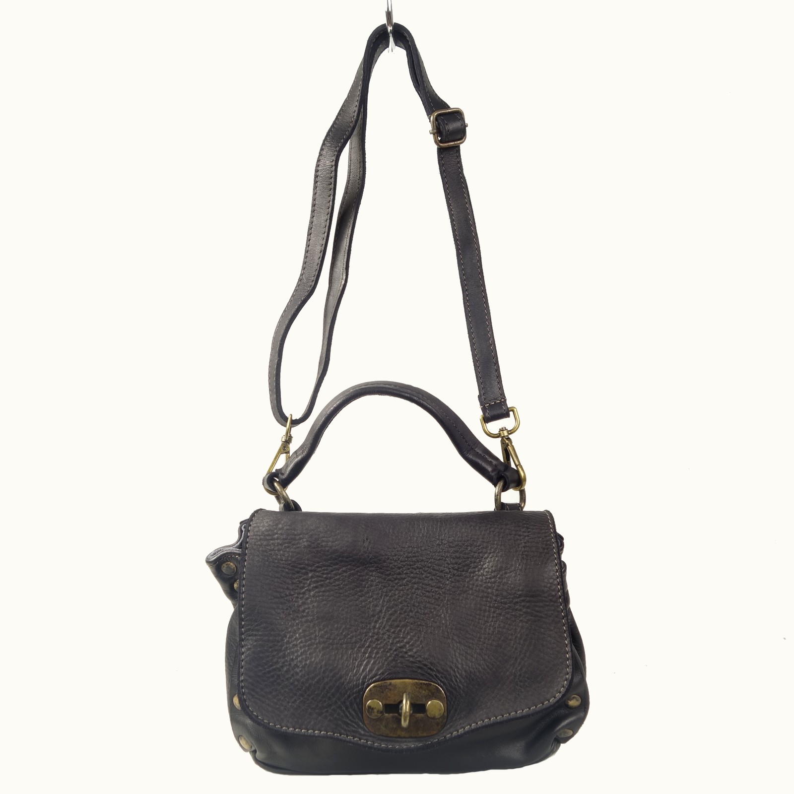 Collection Esprit Cuir Sara mini sac bandoulière noir cuir clouté