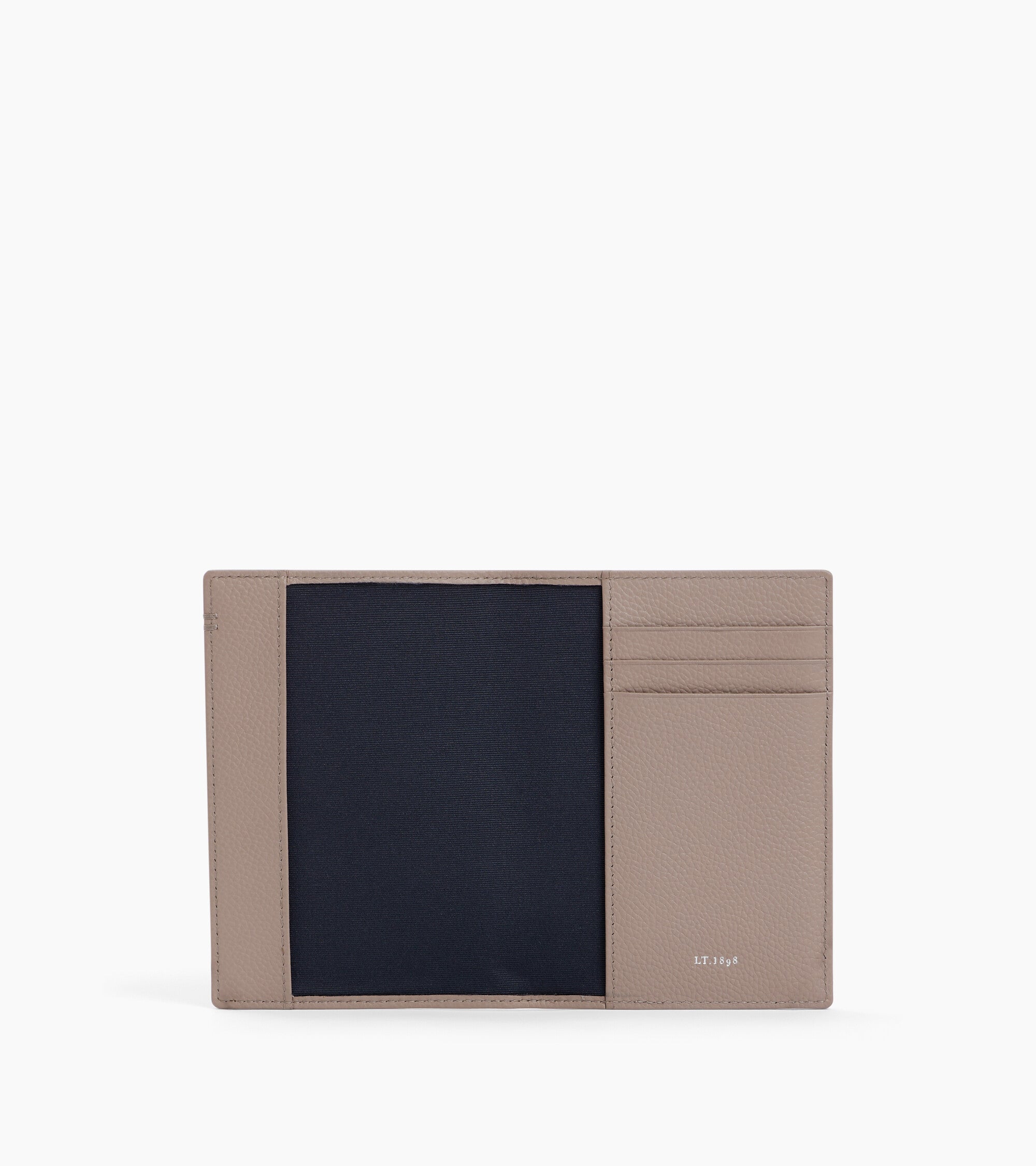 Le Tanneur porte-passeport cuir grainé gris Fossil Grey coton