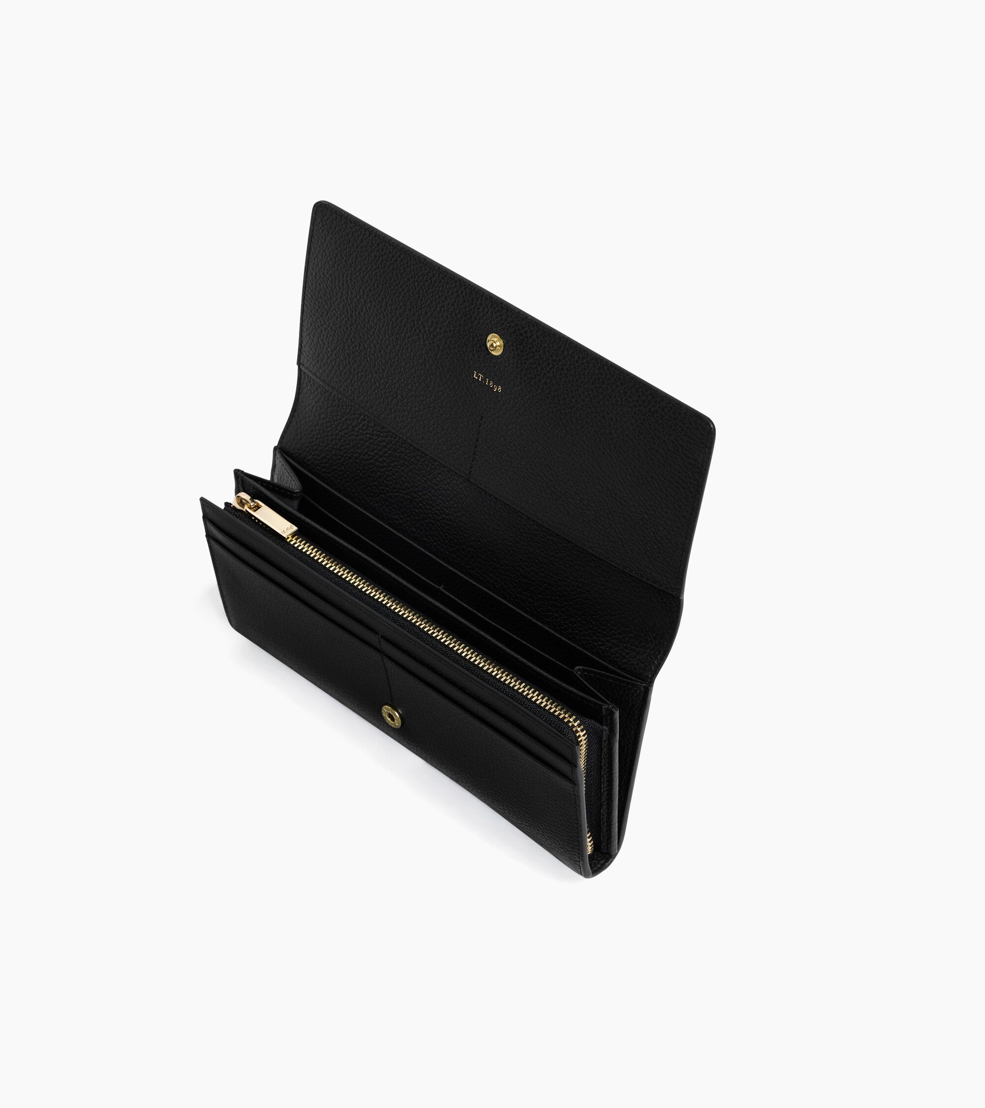Le Tanneur Louison grand portefeuille cuir grainé noir rabat