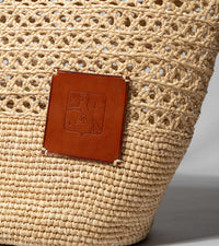 Le Tanneur Le Nattier grand tote bag raphia naturel cuir