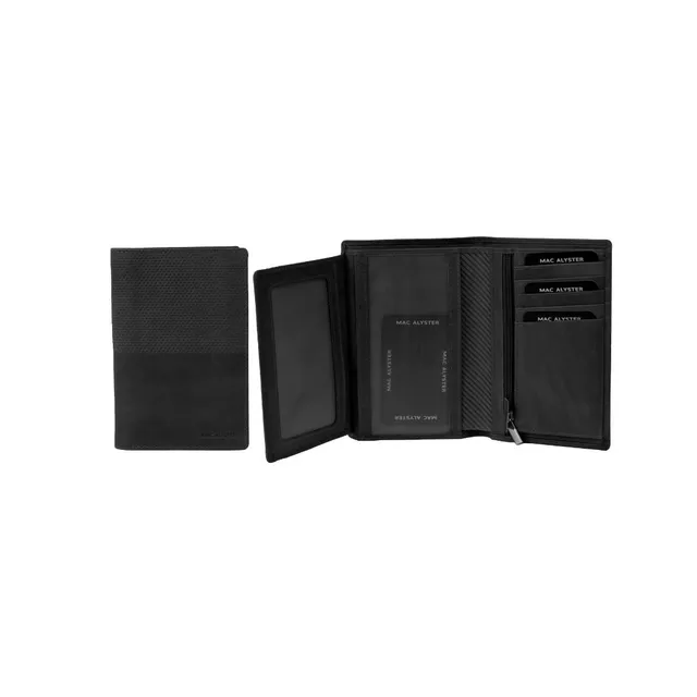 MAC ALYSTER Authentique portefeuille 2 volets synthétique Noir