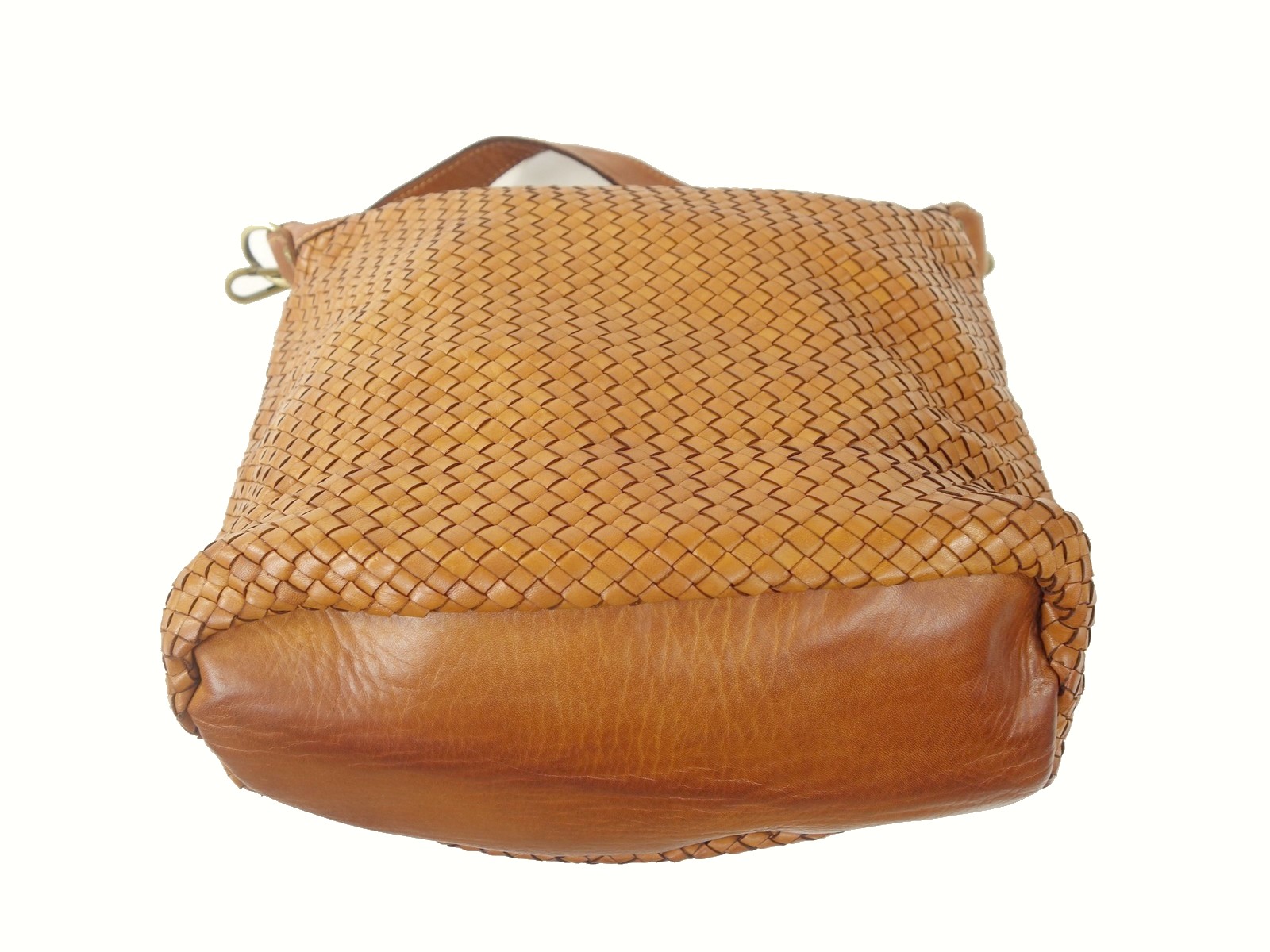 Collection Esprit Cuir MARLEEN besace cuir tressé camel