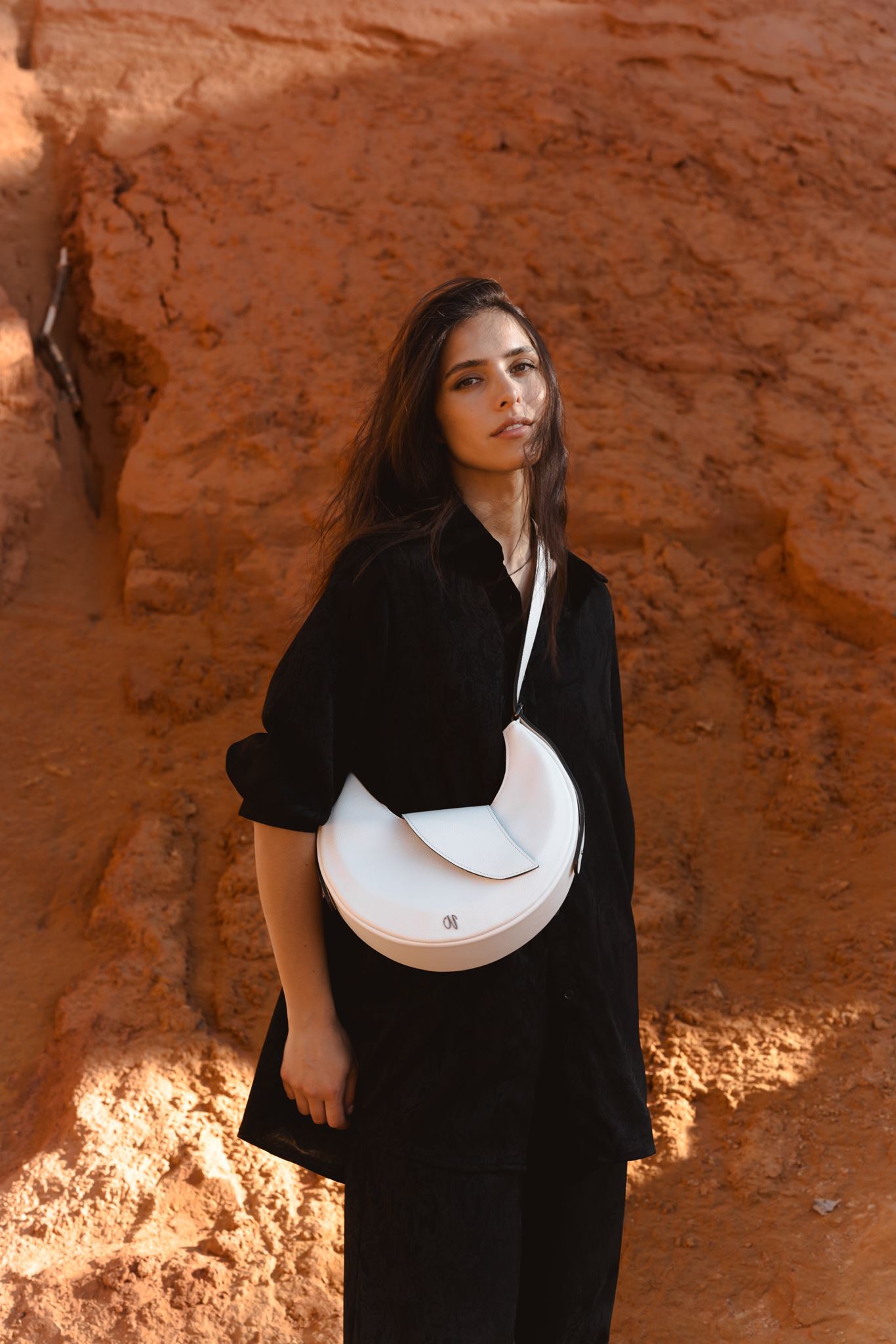 Nodie's Nouvelle Lune Blanc Grainé Sac Hobo Cuir