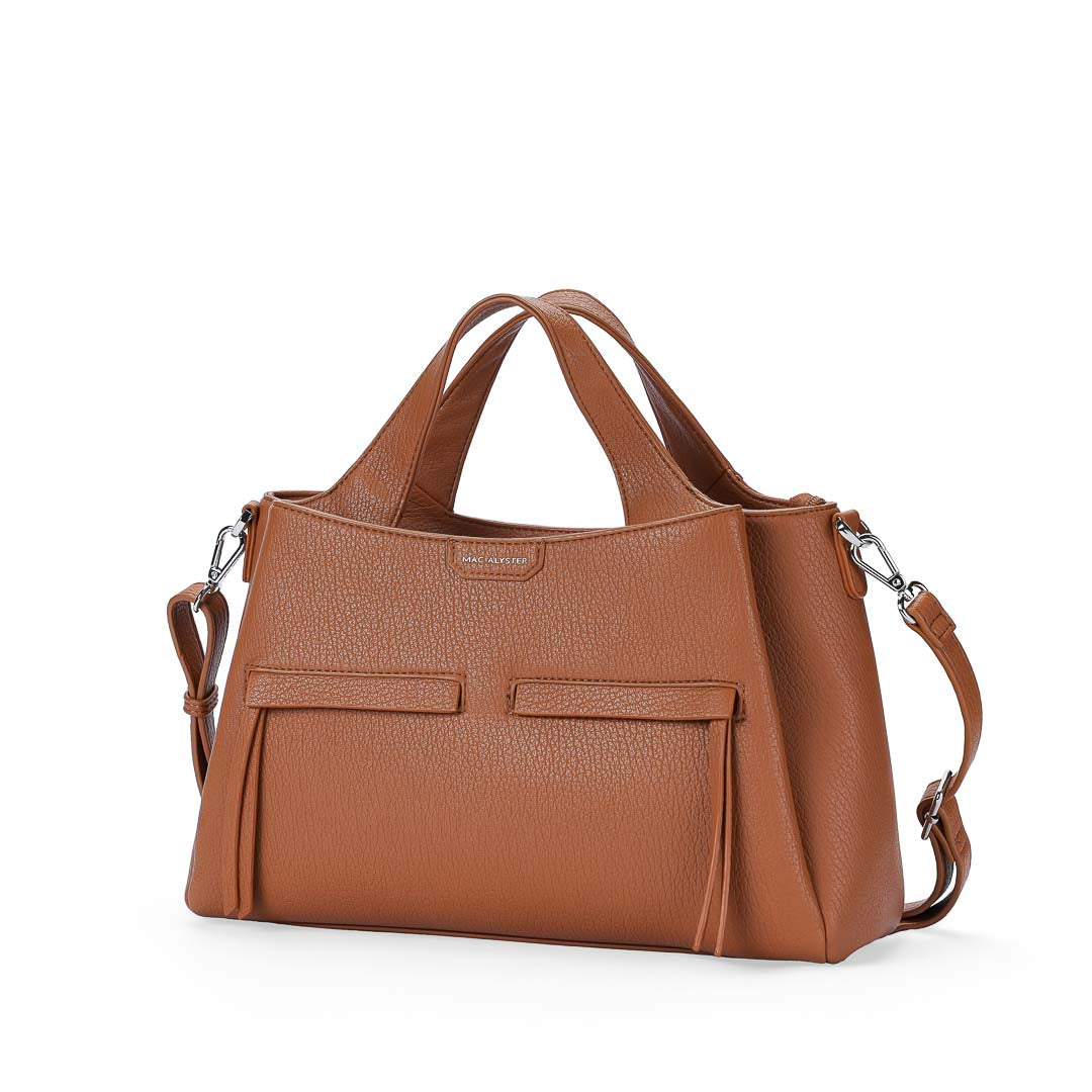 MAC ALYSTER FAUVE sac à main trapèze cognac bandoulière