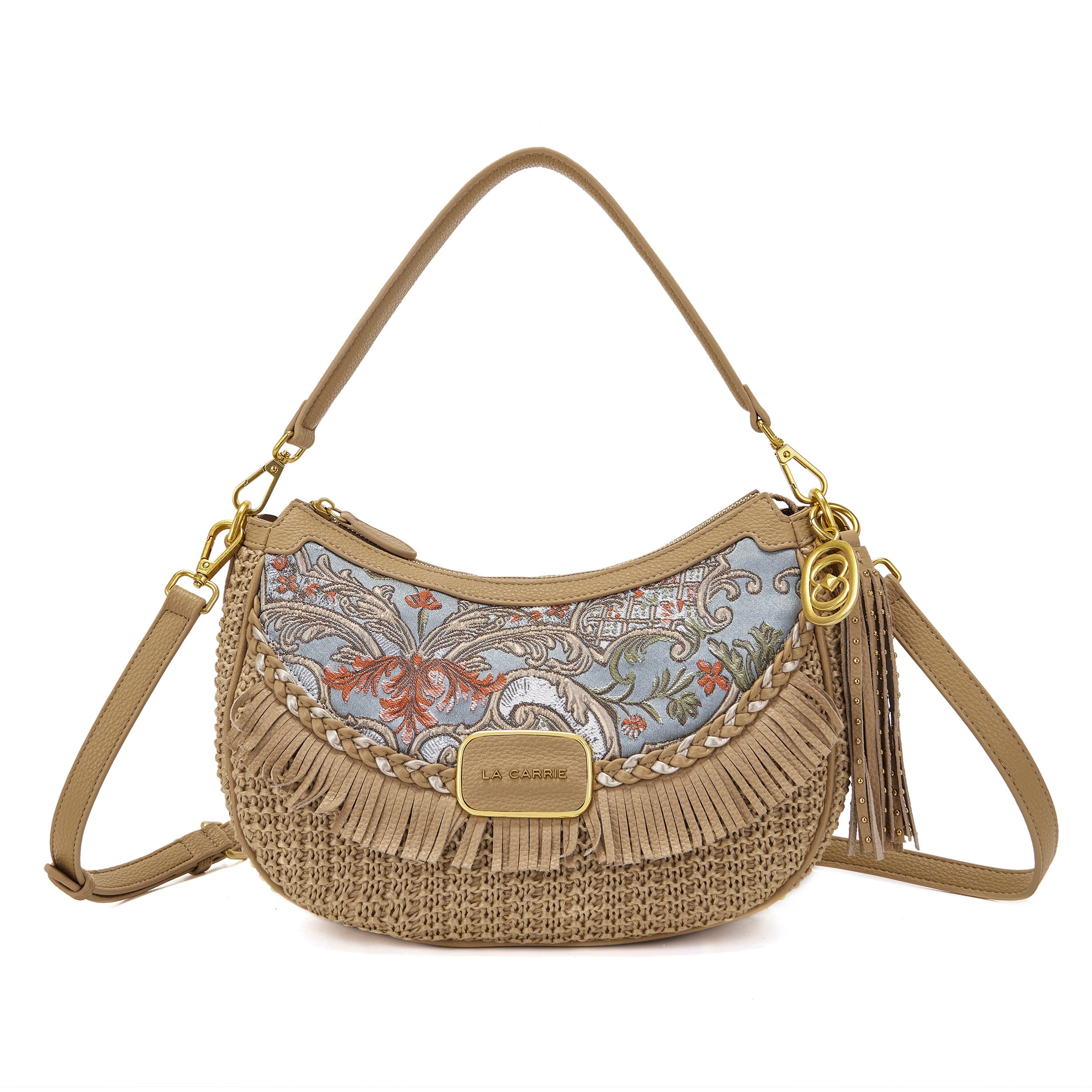 La Carrie Arabesque sac bandouliere beige raffia