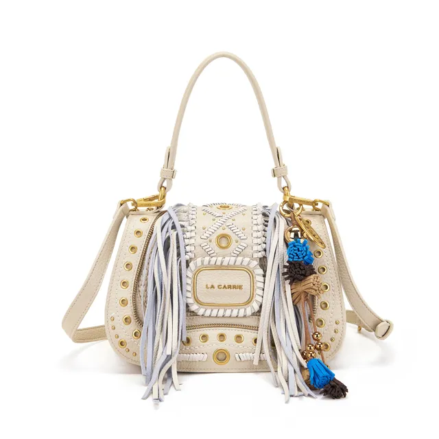 La Carrie Bag Jungle sac main tresse ivoire 26x11x17 cm