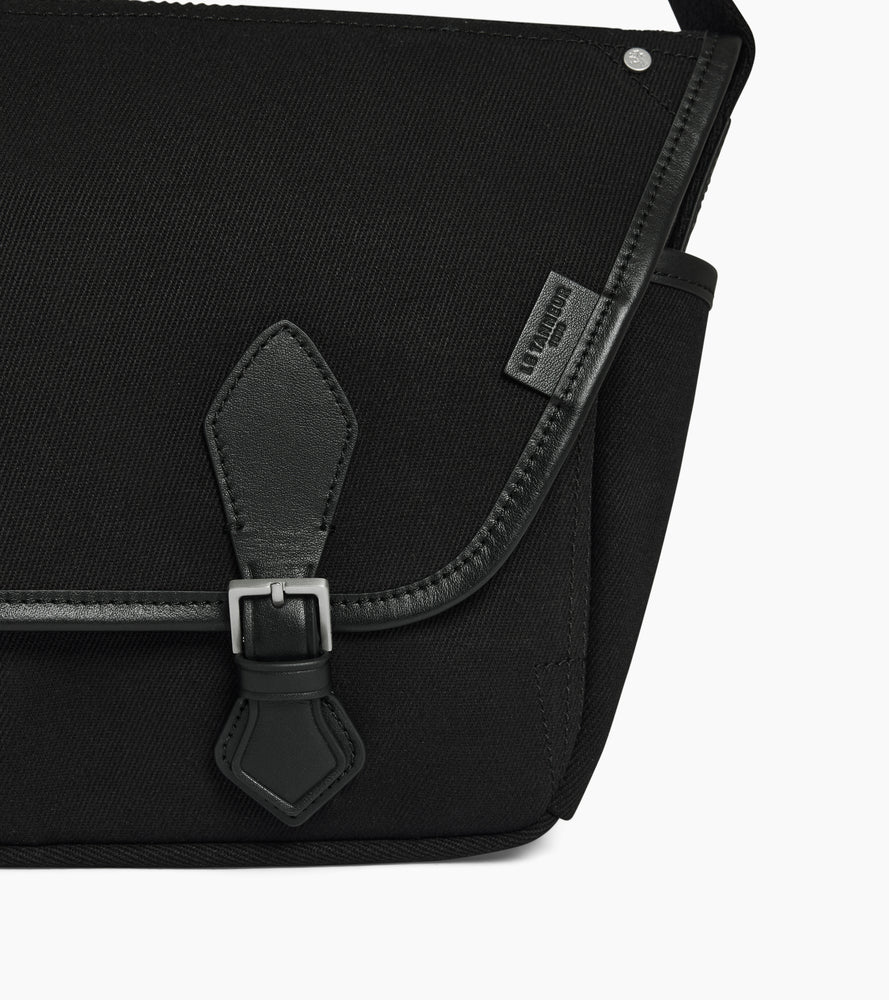 Le Tanneur Solveig sac bandoulière moyen noir toile coton cuir