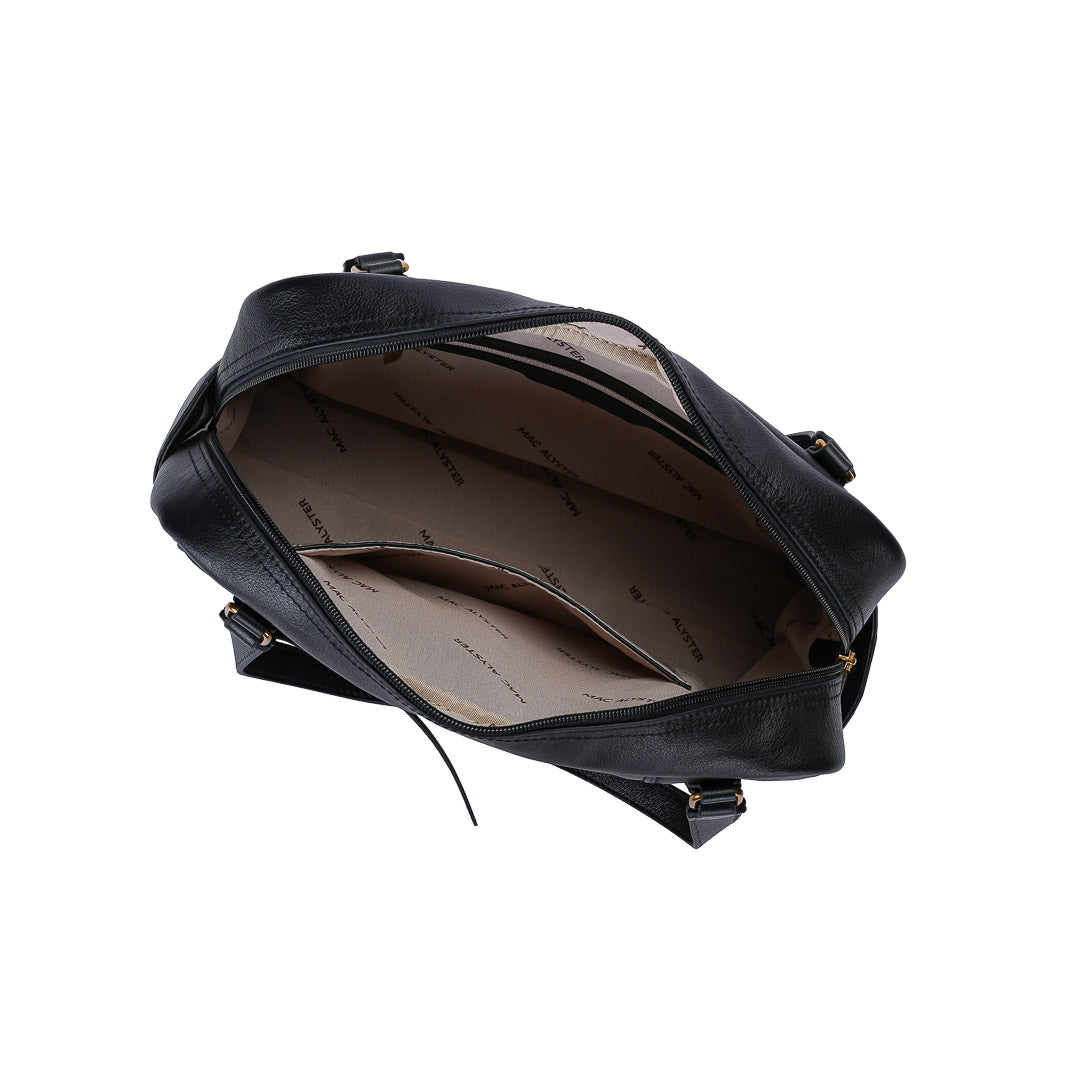MAC ALYSTER CANELLE grand sac main cuir Daim Noir