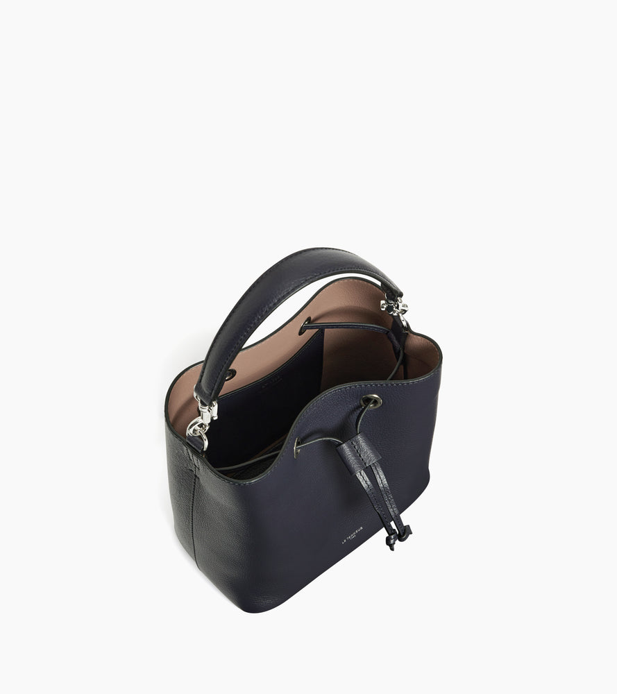 Le Tanneur Louise Sac Seau Cuir Grainé Bleu Nuit