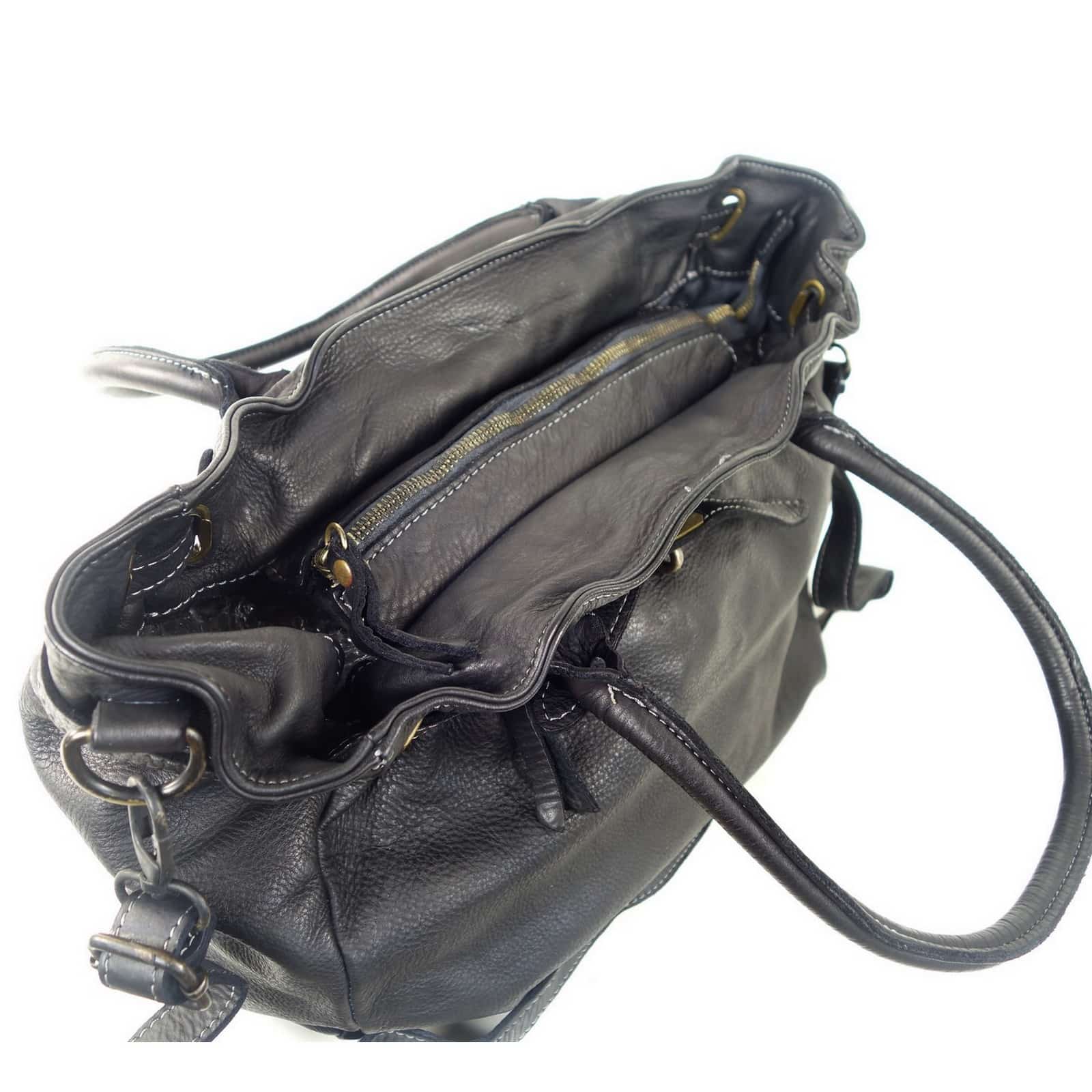 Collection Esprit Cuir MATILDA grand sac cuir noir vintage